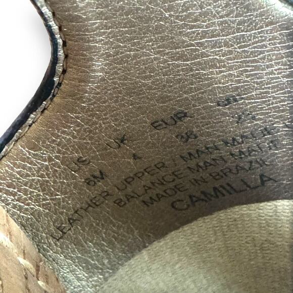 Sam Edelman Camilla Black Leather Open Toe Slingback Wood Wedge Heels Size 6 - Picture 9 of 11